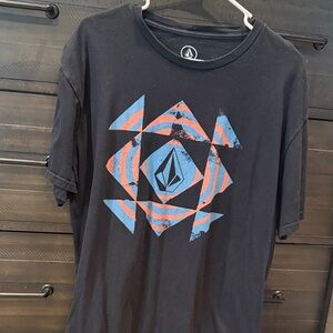 Volcom Black Tee with Blue Graphic